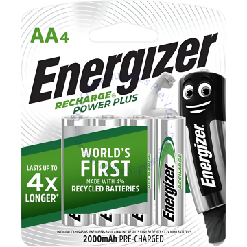 ENERGIZER RECHARGE POWER PLUS BATTERY AA NH15PPBP4 2000MAH (4s)
