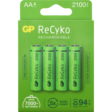 GP RECYKO RECHARGEABLE BATTERY AA 2100MAH (4s)
