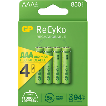 GP RECYKO RECHARGEABLE BATTERY AAA 850MAH (4s)