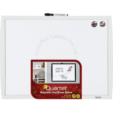 QUARTET MAGNETIC WHITE BOARD W/WHITE FRAME #21-580643Q 23x17"