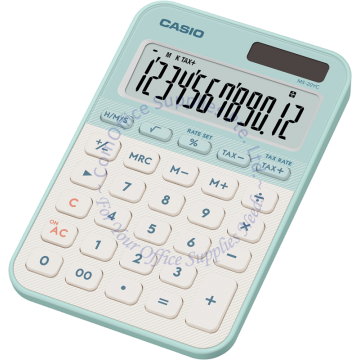 CASIO CALCULATOR MS-20YC-LG 12DIGIT - LIGHT GREEN