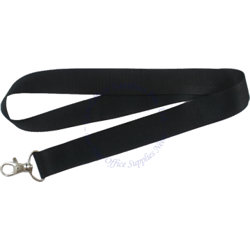 LANYARD NYLON W/METAL OVAL HOOK 16MM BLACK