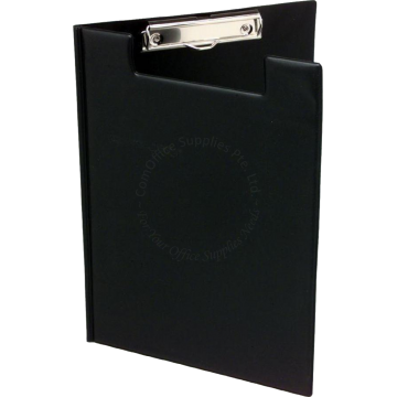 CLIP BOARD PVC A4 W/COVER - BLACK