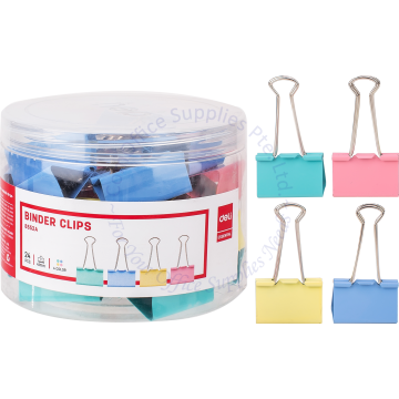 DELI COLOR BINDER CLIP 8552 41MM (1.75") (24s)