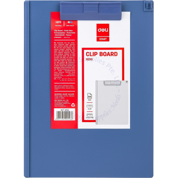 DELI CLIP BOARD PLASTIC A4 W/PEN HOLDER #9253