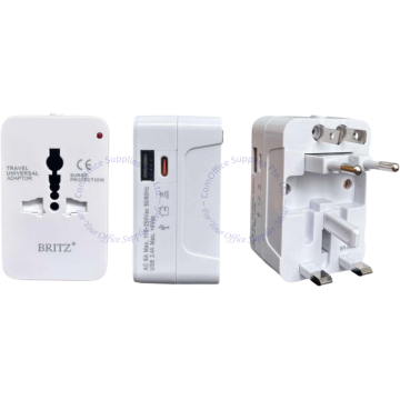 BRITZ UNIVERSAL TRAVEL ADAPTOR BR-868 (W/1 TYPE-C & 1 USB-A)