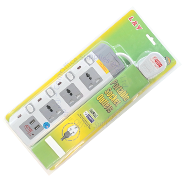 L&Y MULTI POWER SOCKET 3-GANG W/2 USB 3M