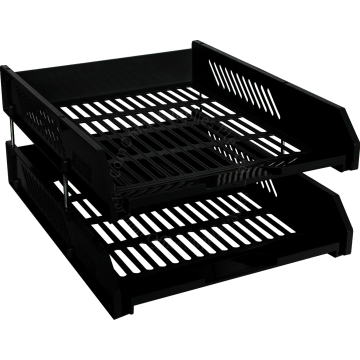 LETTER TRAY 2-TIER BLACK