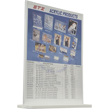 STZ ACRYLIC LITERATURE HOLDER T-SHAPE W/BASE 50820 A4 (VERTICAL/PORTRAIT)