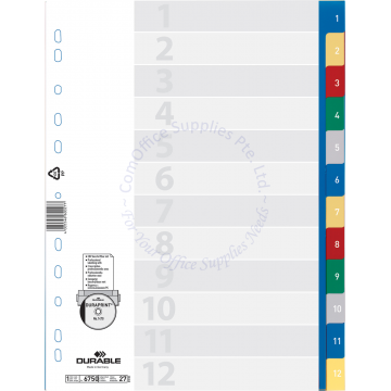 DURABLE 1-12 PP COLOR DIVIDER #6750 A4