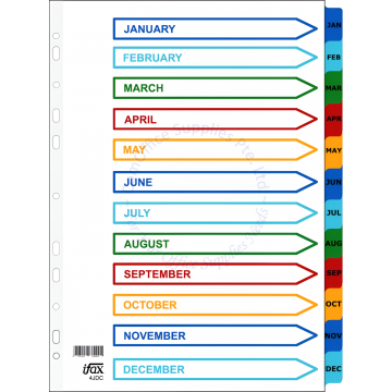 IFAX JAN-DEC PP COLOR DIVIDER 4JD-C A4