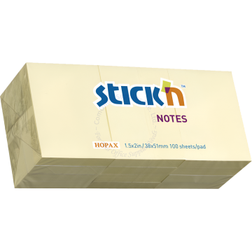 HOPAX STICK'N NOTES #21005 1.5x2" YELLOW