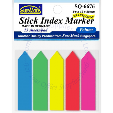 SUREMARK STICK INDEX MARKER SQ-6676 12x50MM 5COLOR