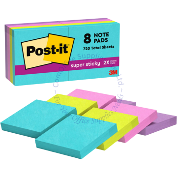 3M POST-IT SUPER STICKY NOTES 622-8SSMIA 1.78x1.78" (47.6x47.6MM)