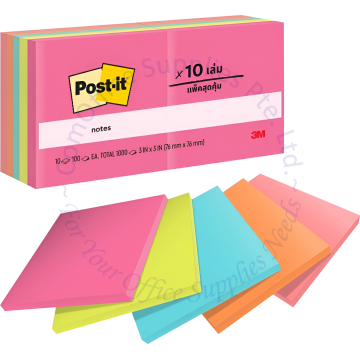 3M POST-IT NOTE 654-10AN 3x3" POPTIMISTIC