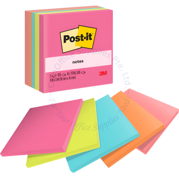 3M POST-IT NOTE 654-5AN 3x3" POPTIMISTIC