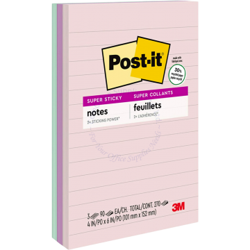 3M POST-IT SUPER STICKY RECYCLED LINED NOTE 660-3SSNRP 4x6"