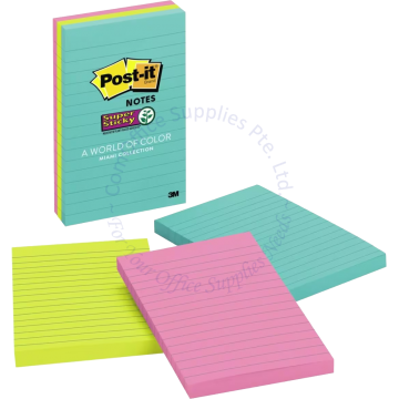 3M POST-IT LINED NOTE 660-3SSMIA 4x6" MIAMI
