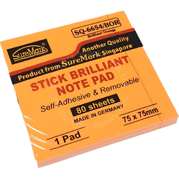 SUREMARK STICK NOTE SQ-6654BOR 3x3" ORANGE (80s)