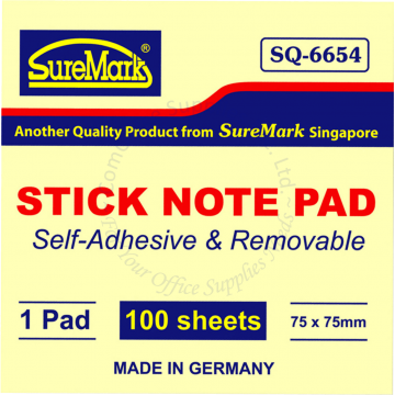 SUREMARK STICK NOTE SQ-6654 3x3" YELLOW (100s)