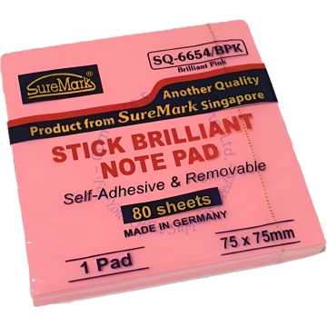 SUREMARK STICK NOTE SQ-6654BPK 3x3" PINK (80s)