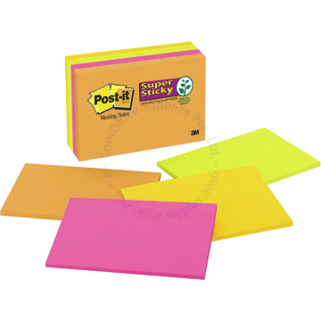 3M SUPER STICKY MEETING NOTES 6445-SSP 6x4" ASST (8Cx45s)