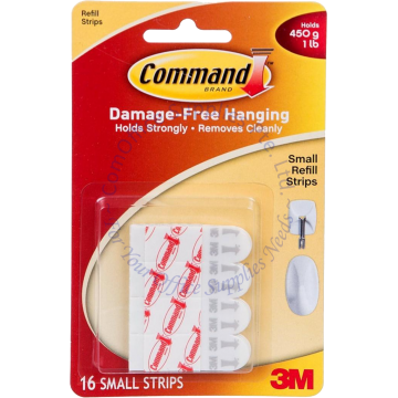 3M COMMAND HOOKS REFILL STRIPS 17022P SMALL (16s)