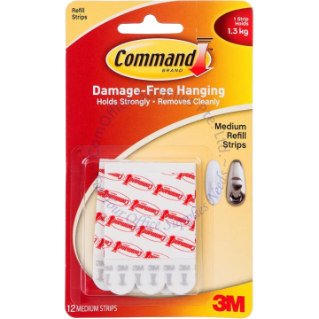 3M COMMAND HOOKS REFILL STRIPS 17021P MEDIUM (12s)
