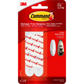 3M COMMAND HOOKS REFILL STRIPS 17023P LARGE (8s)