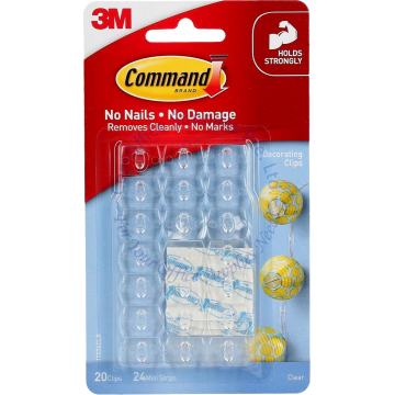 3M COMMAND DECORATING CLIPS CLEAR 17026CLR (20s)