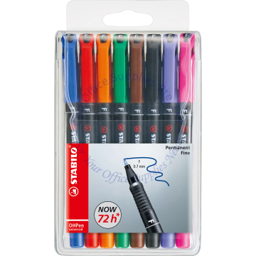 STABILO OHP PEN PERM. F 842/8 SET 8