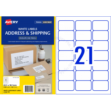 AVERY ADDRESS LABELS L7160-100 63.5x38.1MM