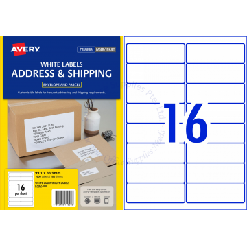 AVERY ADDRESS LABELS L7162-100 99.1x34MM