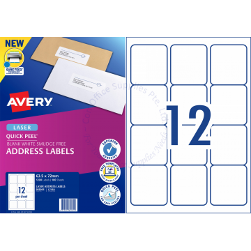 AVERY ADDRESS LABELS L7164-100 63.5x72MM