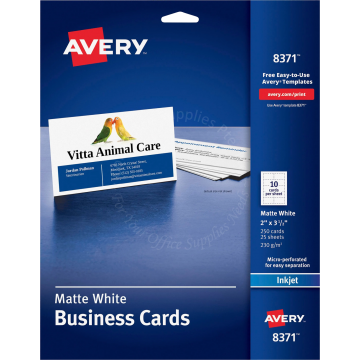 AVERY BUSINESS CARDS 8371-25 2x3.5"