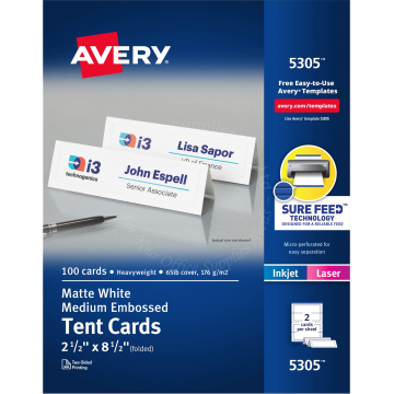 AVERY TENT CARD 5305 MEDIUM 2.5x8.5"