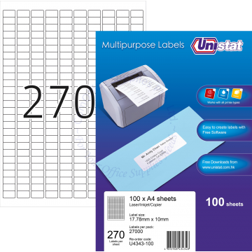 UNISTAT LABELS U4343 17.78x10MM (100s)