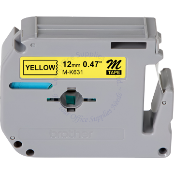 BROTHER M-TAPE 12MM M-K631 BLACK/YELLOW