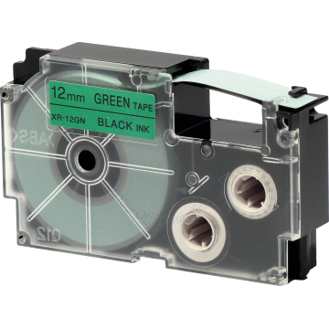 CASIO LABEL TAPE 12MM XR-12GN1 BLACK/GREEN