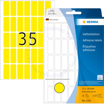 HERMA LABEL #2351 12x30MM YELLOW