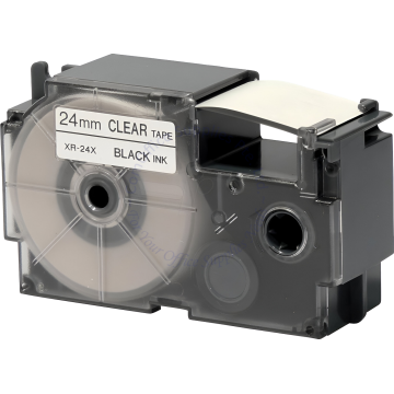 CASIO LABEL TAPE 24MM XR-24X1 BLACK/CLEAR