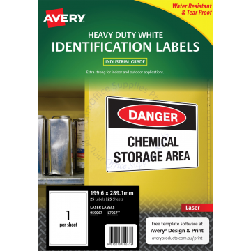 AVERY DURABLE HEAVY DUTY LABELS L7067-25 199.6x289.1MM