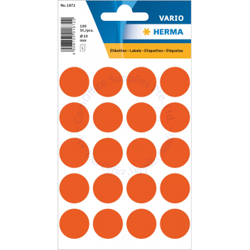 HERMA LABEL #1872 19MM RED