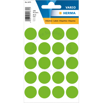 HERMA LABEL #1875 19MM GREEN