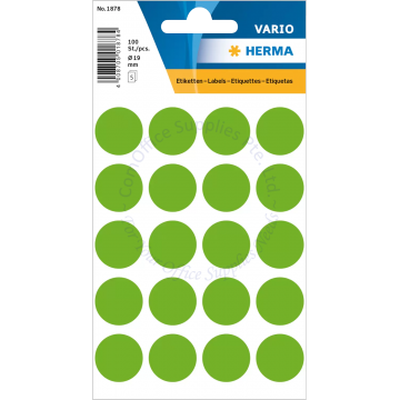 HERMA LABEL #1878 19MM LUM. GREEN