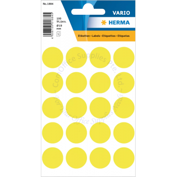 HERMA LABEL #1884 19MM LUM. YELLOW