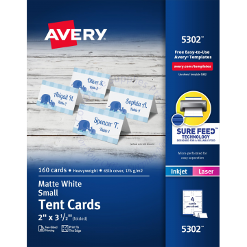 AVERY TENT CARD 5302 SMALL 2x3.5"