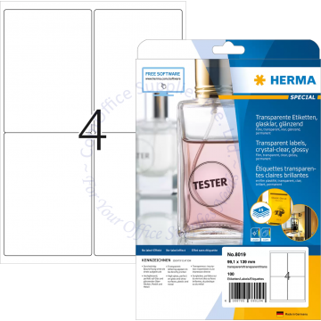 HERMA LABEL #8019 99.1x139MM - CRYSTAL CLEAR