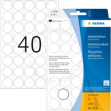 HERMA LABEL #2250 19MM WHITE