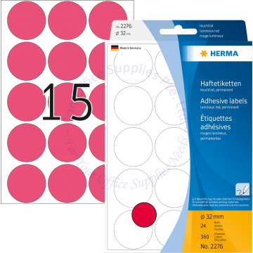 HERMA LABEL #2276 32MM LUM. RED
